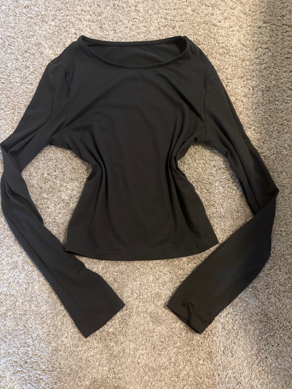 Black Long-Sleeve Women’s Top - Classic Crewneck
